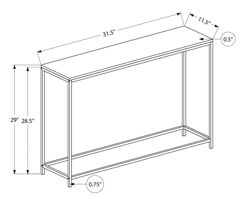Table de salon moderne Alma de 31,5 po - noire avec armature en métal noir
