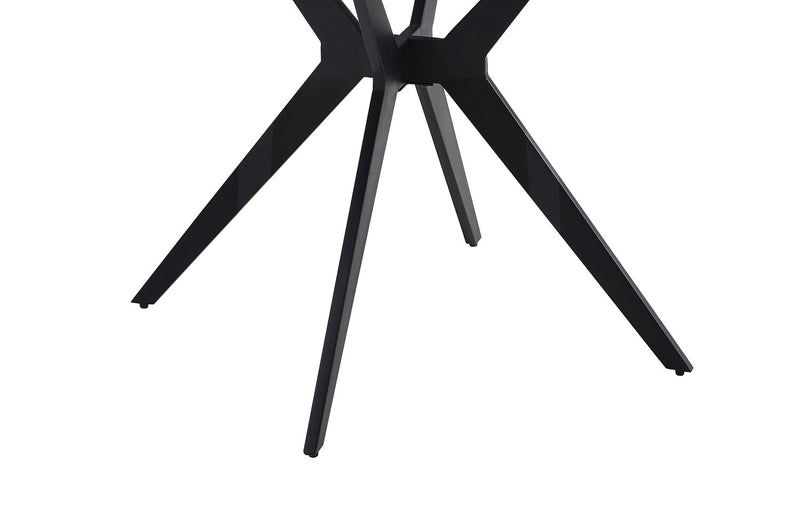 Table de salle à manger Luka avec dessus en pierre frittée et base en métal - 43,5 po (L), ronde - gris