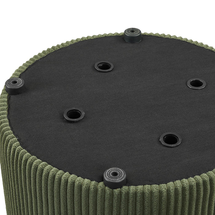 Pouf de rangement rond Saskatoon de 17 po en velours côtelé - vert
