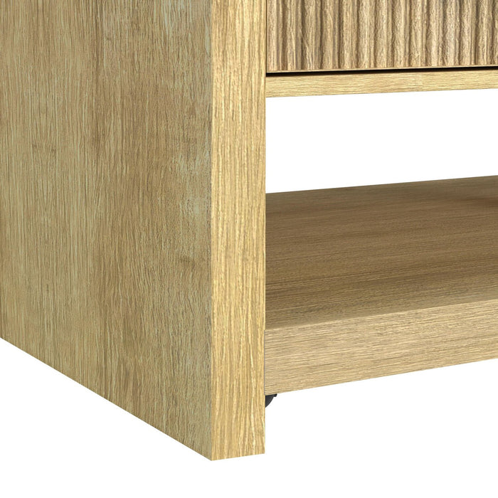 Table à café moderne Scott Living Lenore de 48 po avec rangement, tablette et roulettes - naturelle