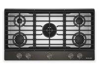  Surface de cuisson à gaz sur métal KitchenAid avec grille pour wok intégrée - minerai noir - KCGK536SBE
