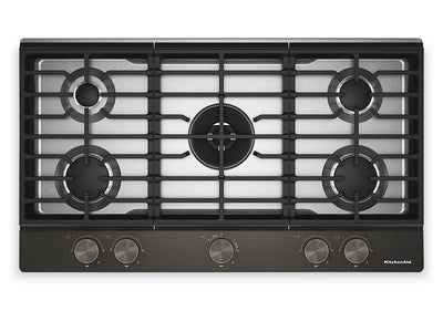 KitchenAid Gas-on-Metal Cooktop with Integrated Wok Grate – Black Ore - KCGK536SBE | Surface de cuisson à gaz sur métal KitchenAid avec grille pour wok intégrée - minerai noir - KCGK536SBE