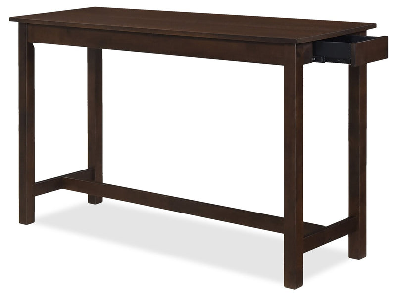 Table de salon moderne Noah de 60 po avec 3 tabourets de hauteur comptoir et ports USB - espresso