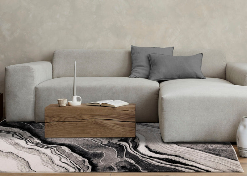 Carpette Plasma gris et noir - 7 pi 10 po x 10 pi 6 po