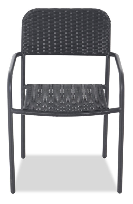 Chaise bistro Paris pour la terrasse à l’extérieur - osier en résine tressé à la main, résistante aux rayons UV et aux intempéries - noire