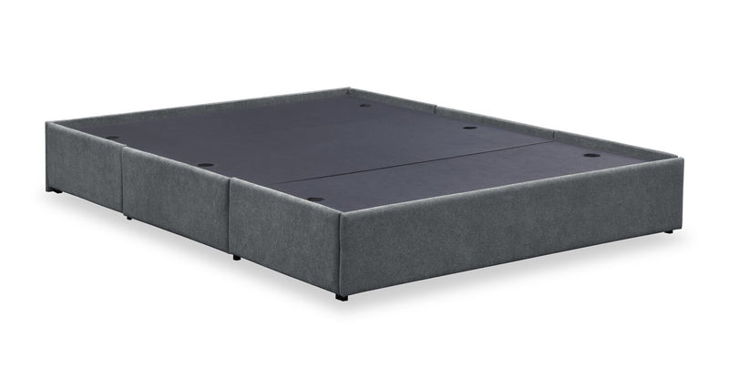 Lit de rangement Amos rembourré en tissu anthracite avec tête de lit à canaux et 3 tiroirs intégrés - format très grand lit