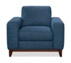 Fauteuil River de 40,1 po en tissu d’apparence lin avec base et pattes en bois - bleu