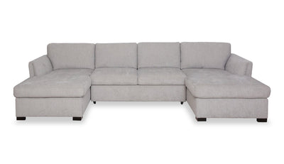 Vault 3-Piece Sectional with Sofa Bed Loveseat and Two Storage Chaises - Grey | Sofa sectionnel Vault 3 pièces avec causeuse-lit et deux fauteuils longs de rangement - gris