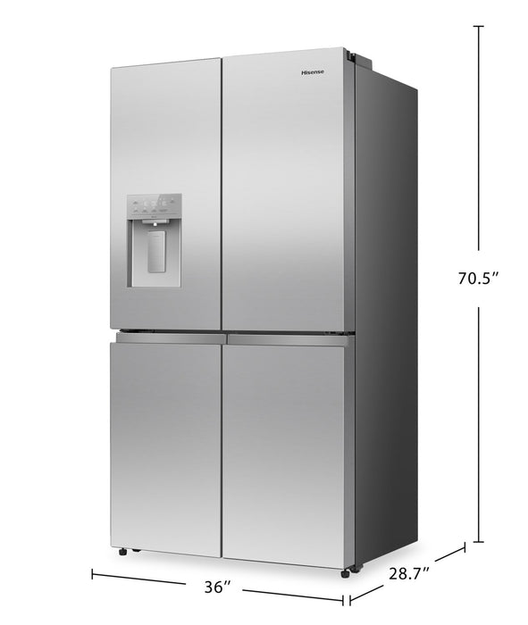 Réfrigérateur Hisense de 22,5 pi3 et de 36 po de profondeur comptoir à 4 portes françaises - acier inoxydable - RQ23G4FSEI