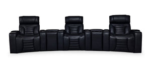 Sofa sectionnel à inclinaison électrique Zen 5 pièces de style cinéma maison en similicuir avec massage et 2 consoles de rangement - noir