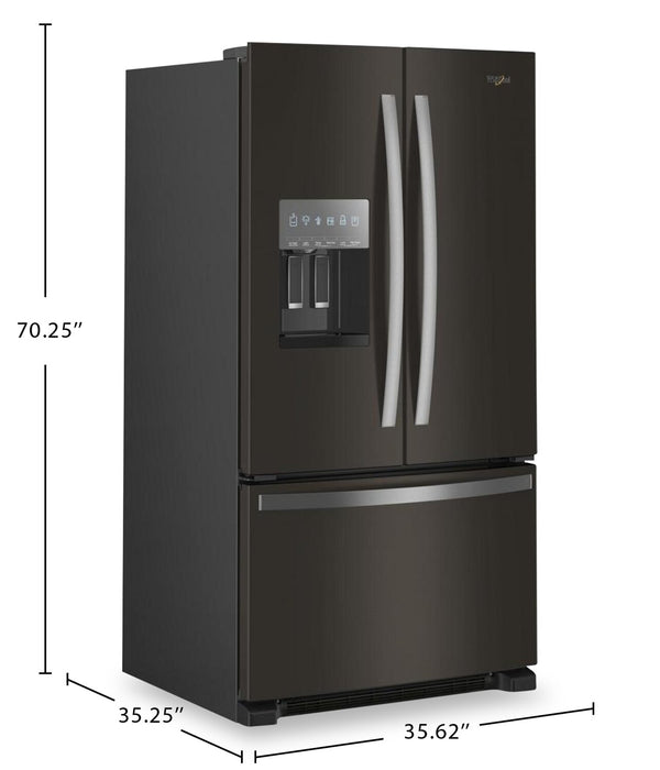 Réfrigérateur Whirlpool de 36 po et de 25 pi³ à portes françaises avec distributeur d’eau et de glaçons - WRFF3436RV