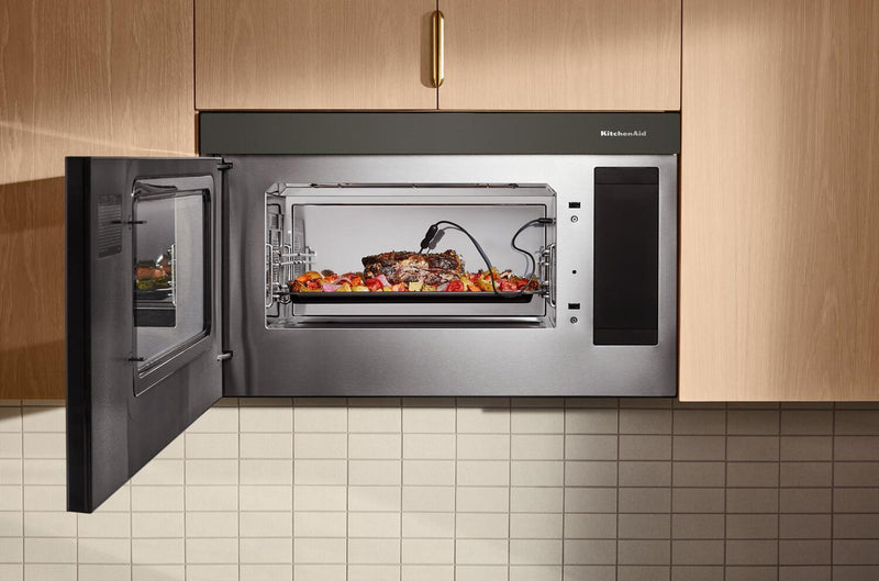 Four à micro-ondes à hotte intégrée intelligent multifonctionnel KitchenAid à installation affleurée - Minerai noir  - YKMMF730PBE