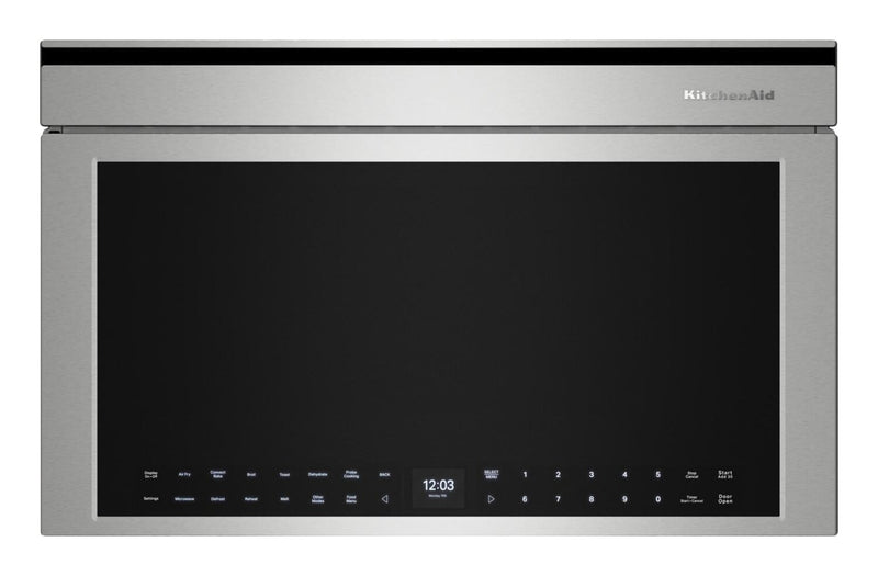 Four à micro-ondes encastré KitchenAid de 1,1 pi3 à convection avec friture à air - acier inoxydable PrintShieldMC - YKMBT730SPS