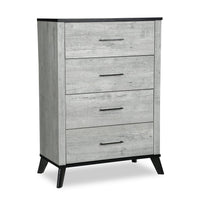  Commode verticale de chambre à coucher Blake de 33 po (L) x 45 po (H) à 4 tiroirs - grise et noire