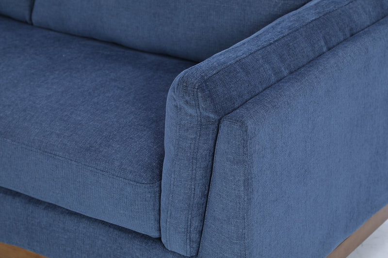 Sofa sectionnel de gauche Zara 2 pièces en tissu avec fauteuil long et pattes en bois - bleu marine
