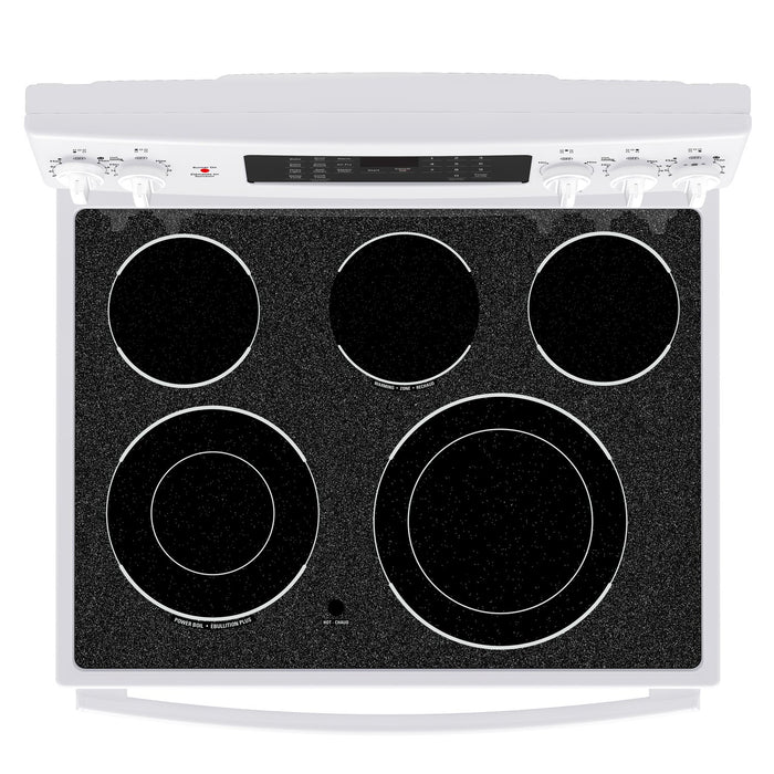 Cuisinière électrique amovible GE de 5 pi3 à convection avec friture à air sans préchauffage - blanche - JCB840DVWW