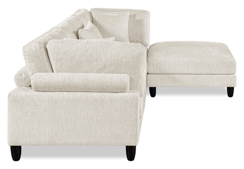Sofa sectionnel modulaire Lounge 4 pièces en chenille avec pouf - beige 