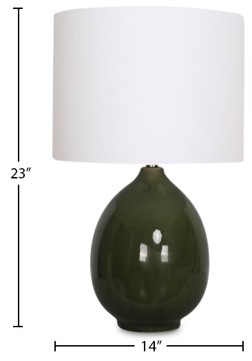 Lampe de table Joslyn de Kort & Co. de 23 po en céramique verte