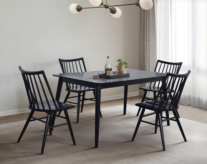 Chaise de salle à manger Astro avec dossier à barreaux en forme de fuseau courbé - noire