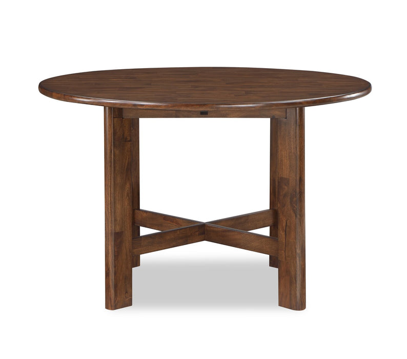 Table de salle à manger ronde Vale de 48 po (l) en bois - brune