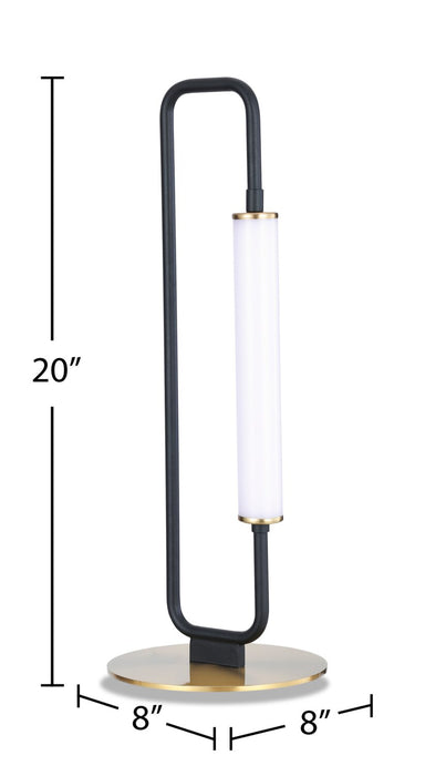 Lampe de table à DEL Oxford de 20 po noir mat et laiton