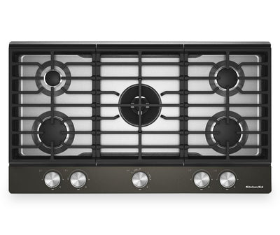 KitchenAid Gas-on-Metal Cooktop with Integrated Wok Grate - Black Ore - KCGK736SBE | Surface de cuisson à gaz sur métal KitchenAid avec grille pour wok intégrée - minerai noir - KCGK736SBE