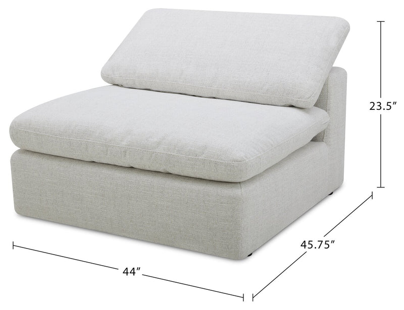 Fauteuil sans accoudoirs modulaire Sky de 44 po en tissu avec coussins amovibles en duvet et plumes - blé Nathan