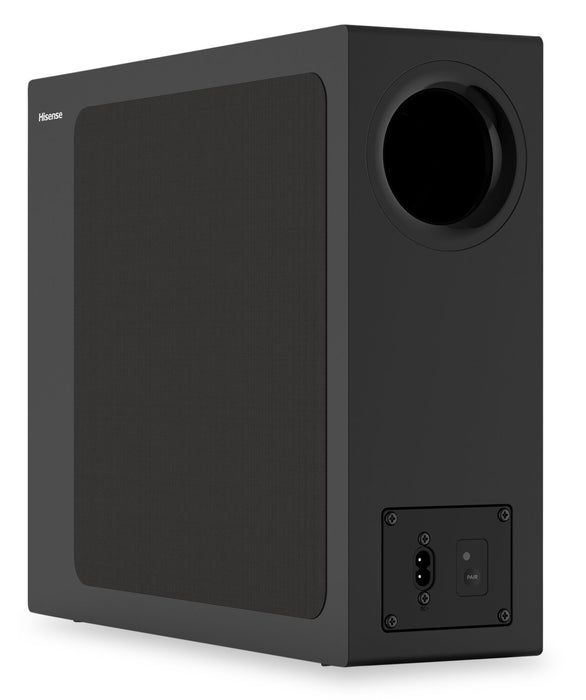 Barre de son Hisense à 2.1 canaux avec Dolby AudioMD, DTS Virtual:XMC et caisson d’extrêmes graves sans fil de 240 W (HS2100)