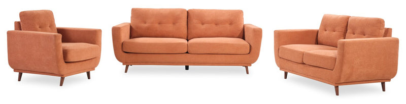 Sofa Cosmo de 80 po en tissu avec coussins de dossier capitonnés - orangé