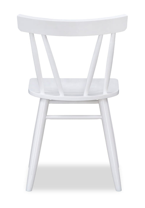 Chaise de salle à manger Remi avec dossier à lattes courbé - blanche