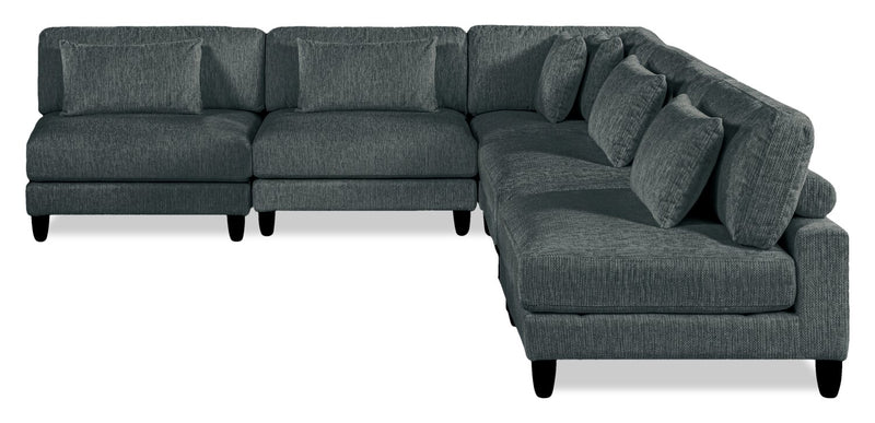 Sofa sectionnel modulaire sans accoudoirs Lounge 5 pièces en chenille - gris