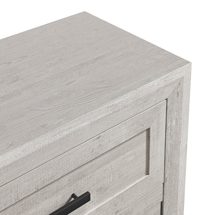 Table de nuit Lark de 24 po (L) x 26 po (H) à 2 tiroirs - blanc rustique