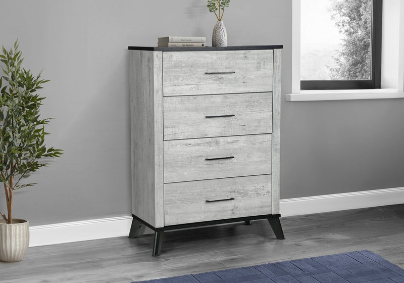 Commode verticale de chambre à coucher Blake de 33 po (L) x 45 po (H) à 4 tiroirs - grise et noire