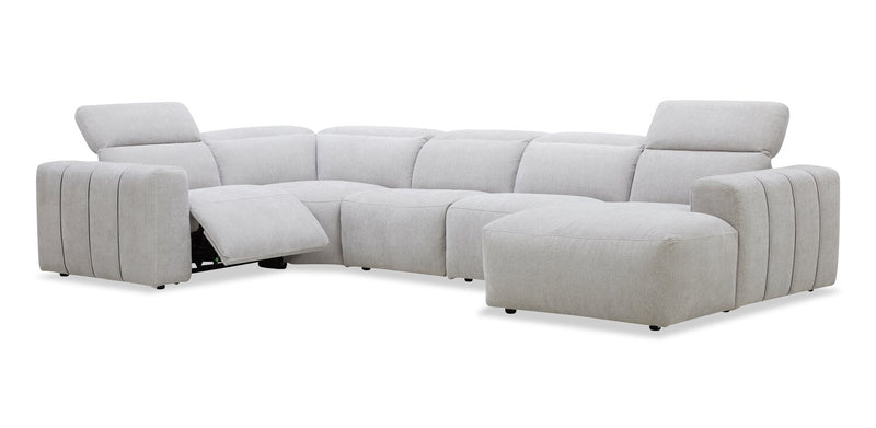 Sofa sectionnel de droite à inclinaison électrique Presidio 6 pièces - poudre