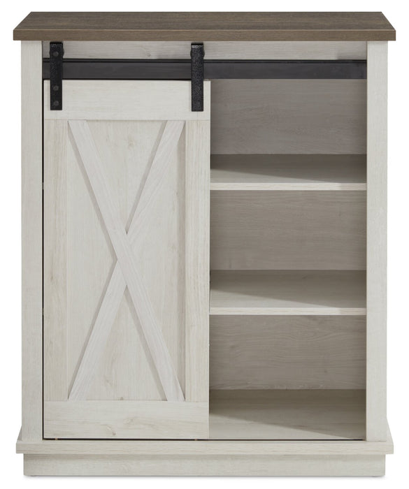 Armoire décorative Bristow de 31 po avec tablettes et porte de grange coulissante - chêne blanc