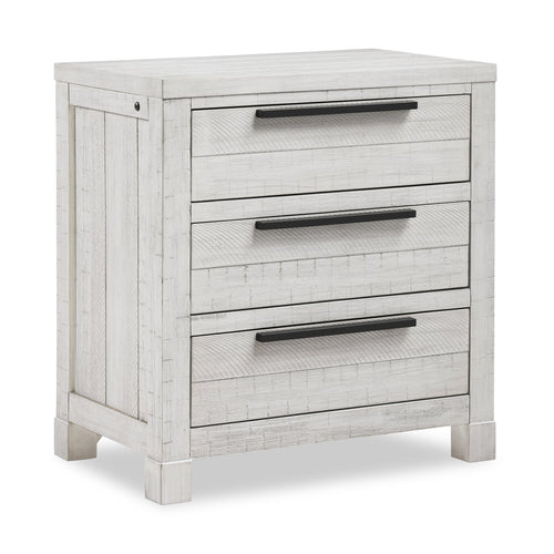  Table de nuit Haven de 26 po (L) x 28 po (H) à 3 tiroirs avec port USB - blanche