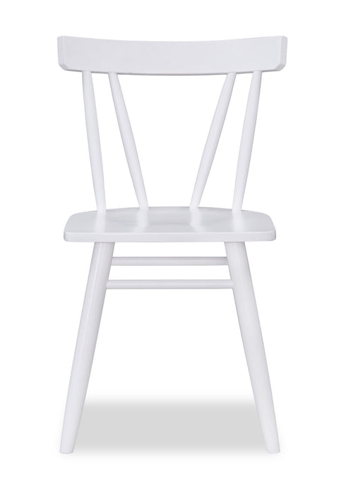Chaise de salle à manger Remi avec dossier à lattes courbé - blanche