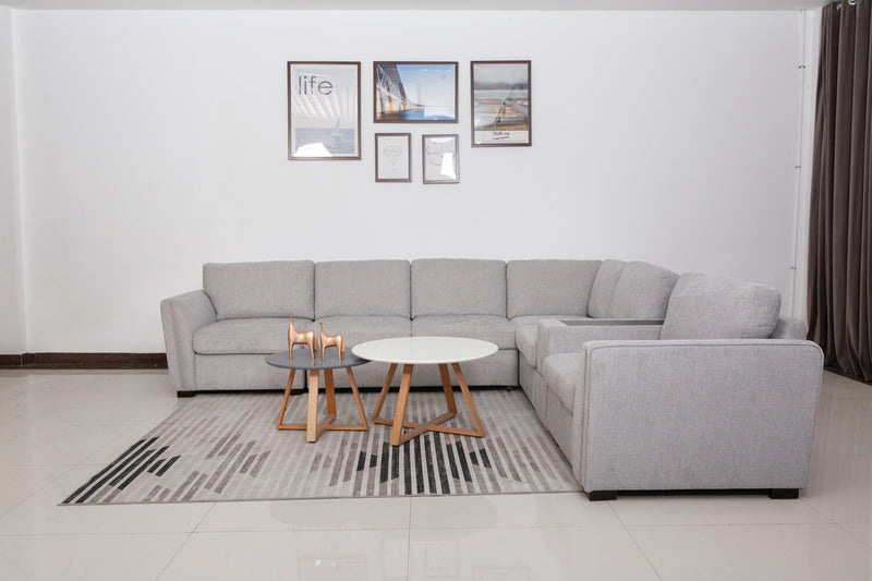 Sofa sectionnel Vault 6 pièces avec causeuse-lit et 3 fauteuils longs de rangement - gris