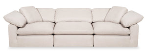 Sofa modulaire Eclipse de 124 po en tissu d’apparence lin avec coussins réversibles en duvet et plumes - beige lin