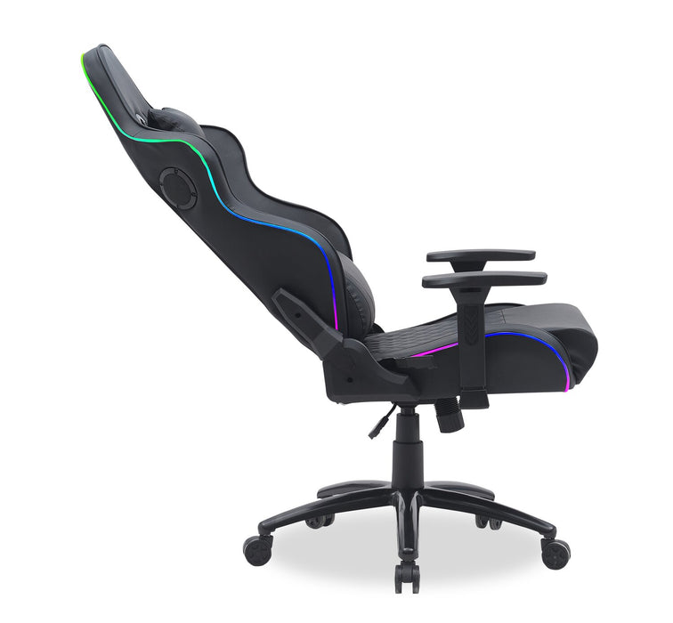 Fauteuil de jeu ergonomique Falcon de 30 po avec haut-parleurs Bluetooth intégrés et éclairage à DEL - noir