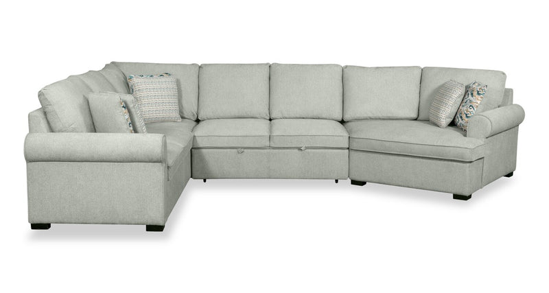 Sofa-lit sectionnel enveloppant de droite Haven de Scott Living 3 pièces en tissu de chenille - bleu écume de mer 