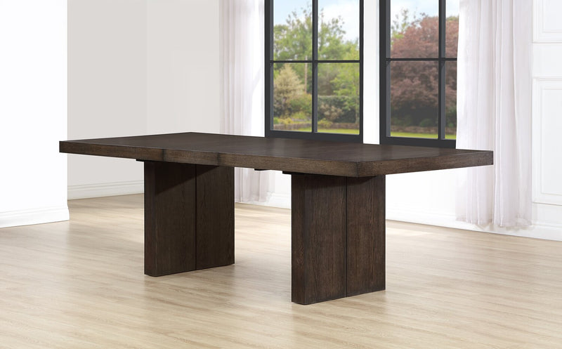 Table de salle à manger Zelda de 78 po à 96 po (L) avec base piédestal - brun espresso