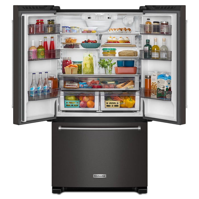 Réfrigérateur KitchenAid de 36 po et de 20 pi3 de profondeur comptoir à portes françaises - acier inoxydable noir - KRFC136RBS