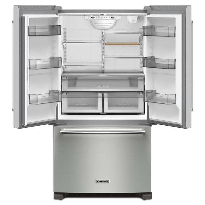 Réfrigérateur KitchenAid de 36 po et de 20 pi3 de profondeur comptoir à portes françaises - acier inoxydable - KRFC136RPS