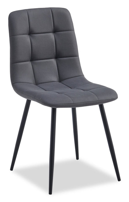 Chaise de salle à manger Arlo en métal avec siège et dossier coussinés capitonnés en tissu - anthracite