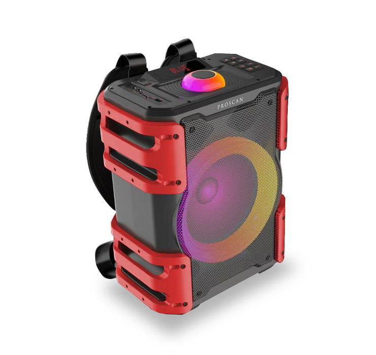 Haut-parleur de fête de style sac à dos illuminé PROSCAN de 38 W avec Bluetooth (PSP1408-RED)