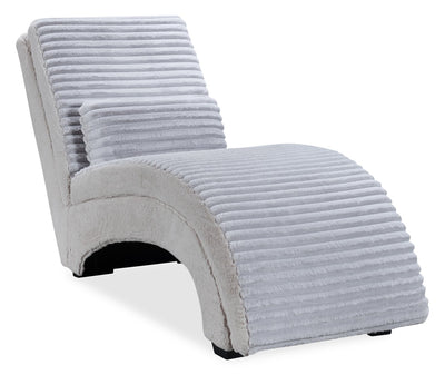 Cleo 26" Ultra Plush Faux Fur Fabric Chaise Lounge with Accent Pillow - Light Grey | Fauteuil long de détente Cleo de 26 po en tissu de fausse fourrure très douce avec coussin décoratif - gris clair