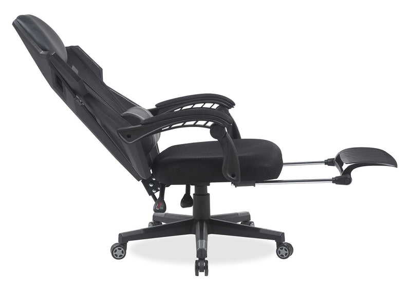 Fauteuil de jeu ergonomique Sparrow de 28,3 po avec coussin lombaire et repose-pieds - noir