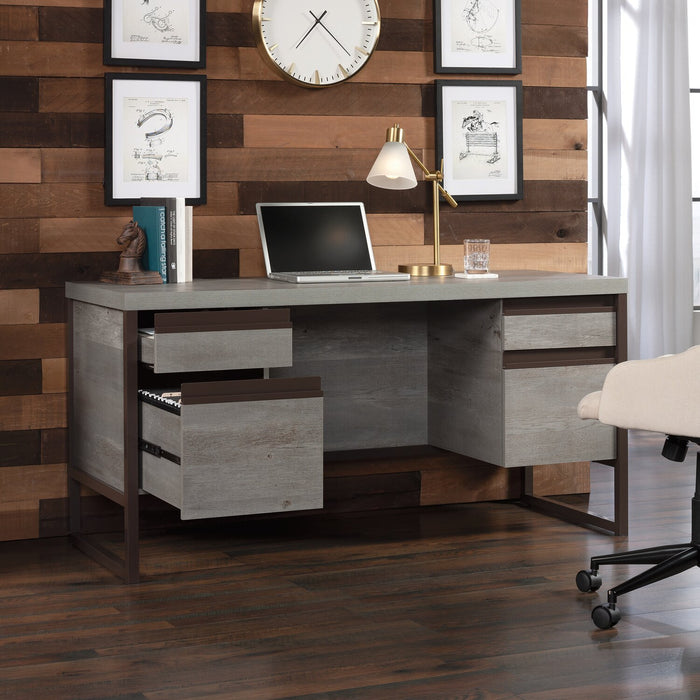 Bureau d’ordinateur Percy de 60 po de qualité commerciale à 4 tiroirs - gris