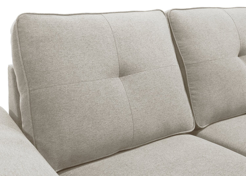 Sofa-lit sectionnel réversible Eden 2 pièces en tissu avec fauteuil long de rangement et coussins de dossier amovibles - taupe